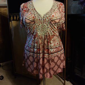 Style & Co. Pink Print Top Size 3X